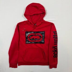 Ecko Unltd Hoodie Mens M Red Sweatshirt Rhino Logo Hip-hop Skate Y2K Streetwear